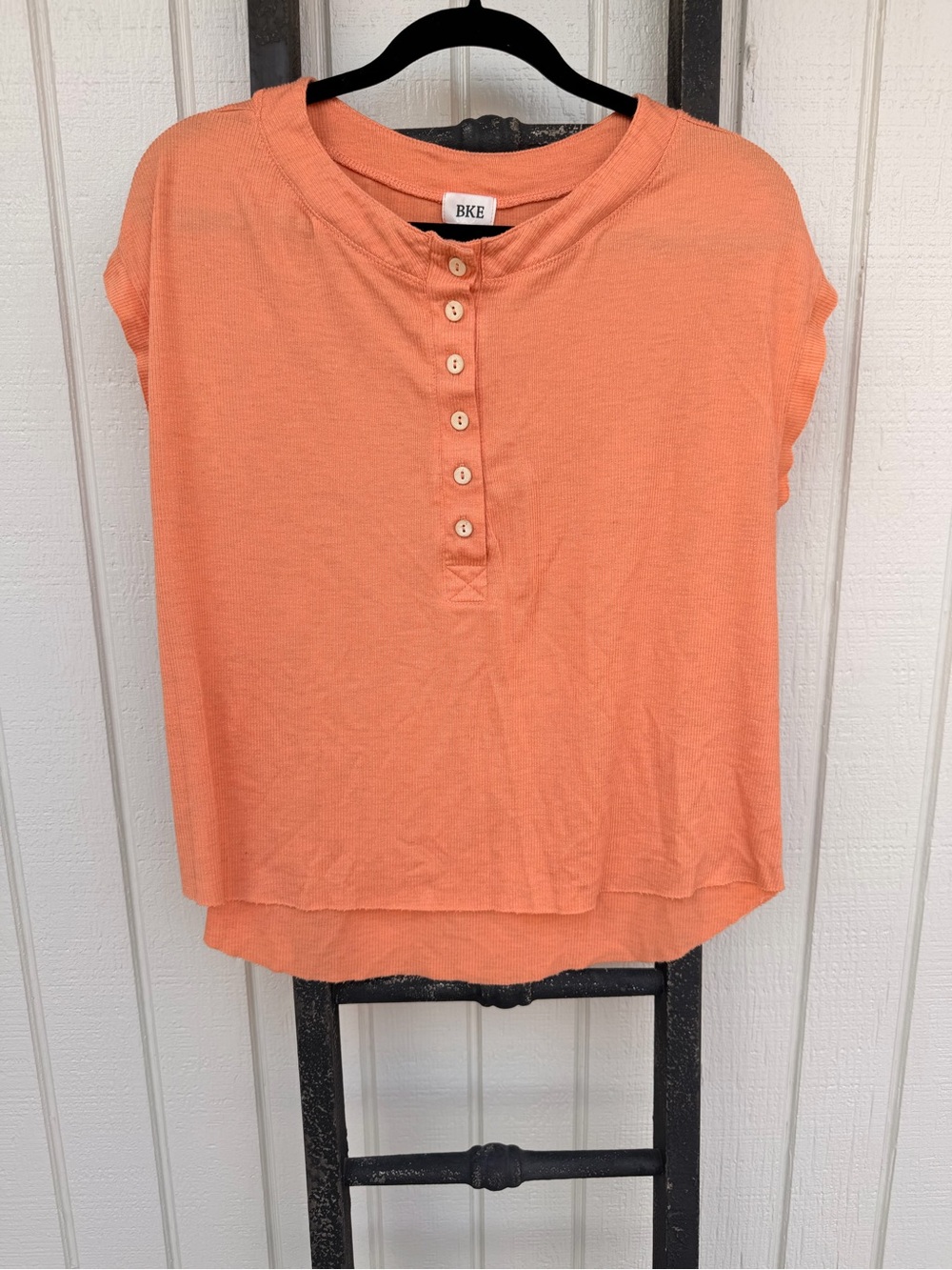 BKE Coral Short Sleeve Button Henley Tee